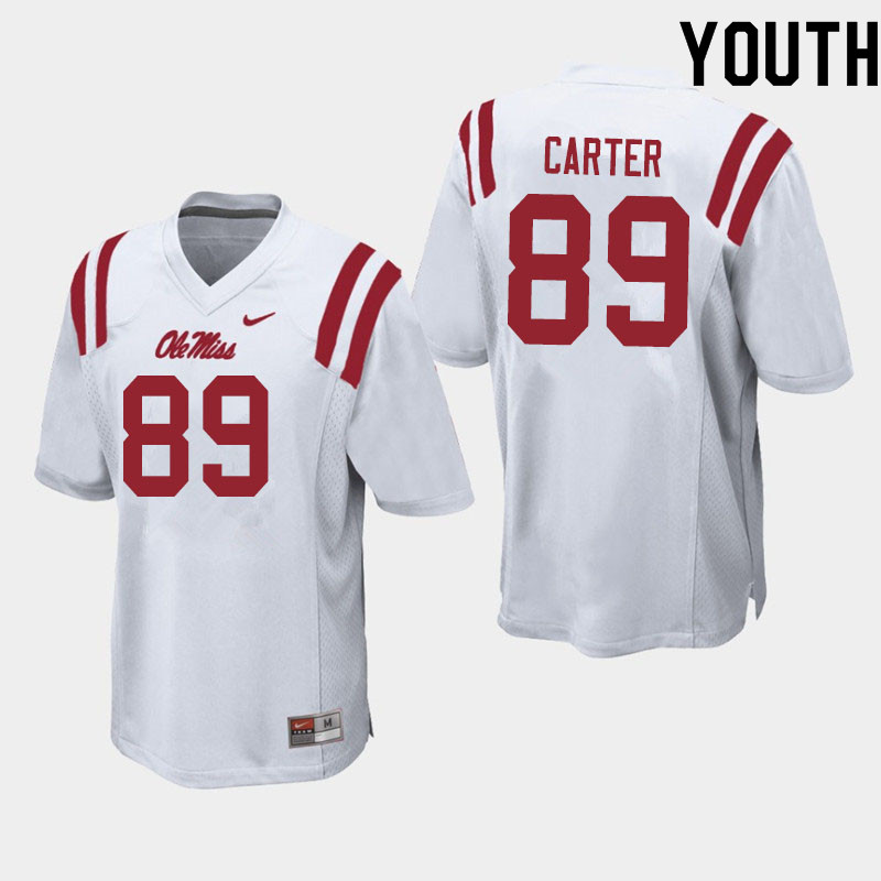Jacob Carter Ole Miss Rebels NCAA Youth White #89 Stitched Limited College Football Jersey CDN3058LJ